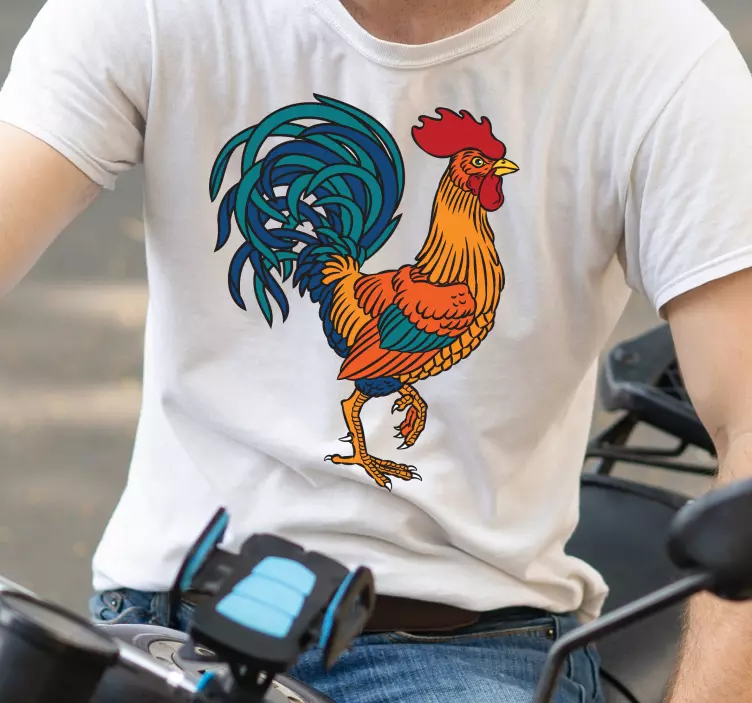 Camiseta personalizada gallo ilustración elegante - TenVinilo