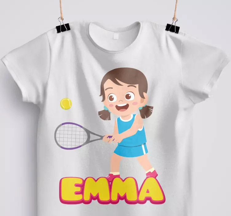 Camiseta niño jugador de tenis con nombre - TenVinilo