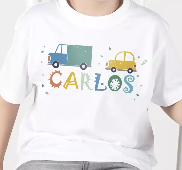 Camiseta niño vehículos coloridos personalizados - TenVinilo