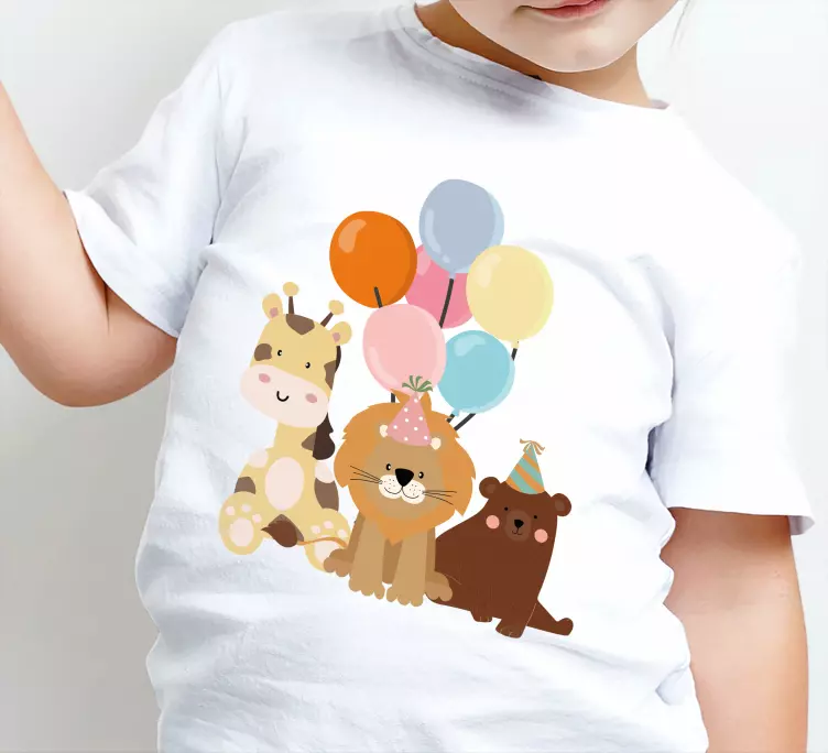 Camiseta infantil Animales africanos y globos. - TenVinilo