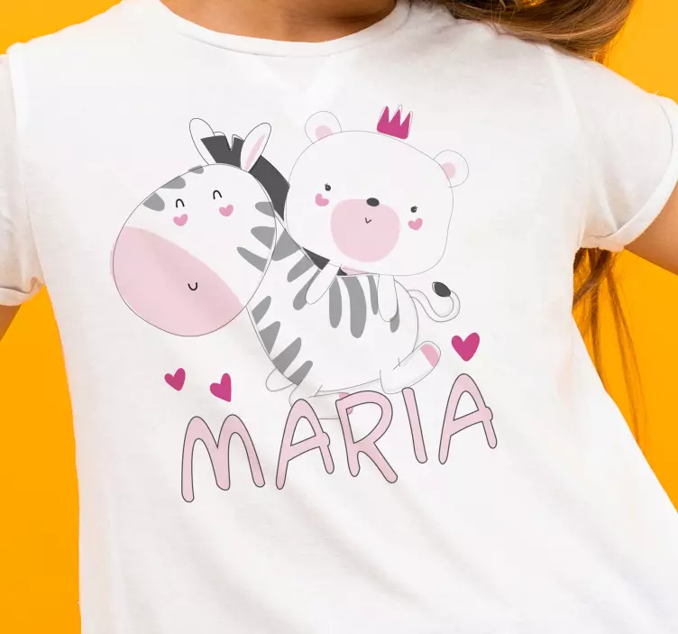 Camiseta infantil Bebé cebra y nombre de oso - TenVinilo