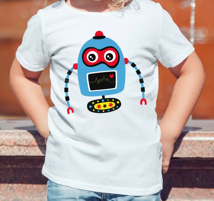 Camiseta infantil Camiseta robot azul redondo - TenVinilo