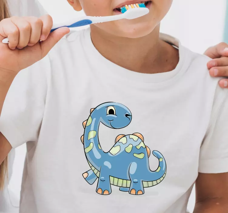 Camiseta infantil Dibujos animados de dinosaurio azul - TenVinilo