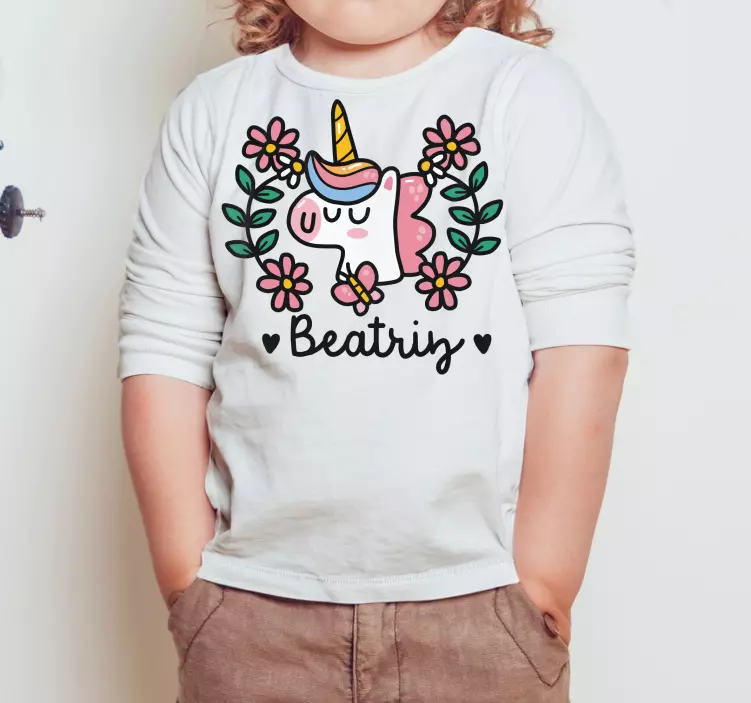 Camiseta infantil Linda flor unicornio - TenVinilo