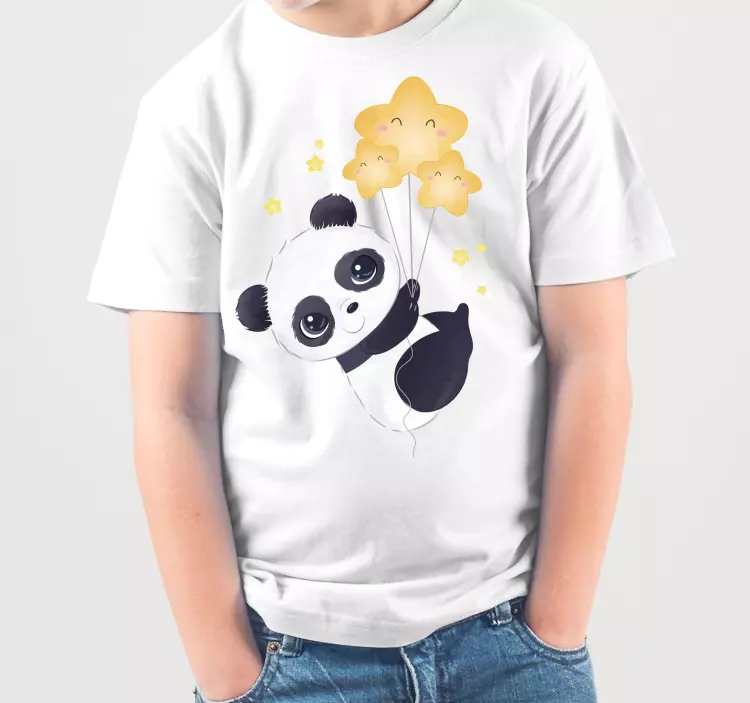 Camiseta infantil Panda bebé con globo - TenVinilo