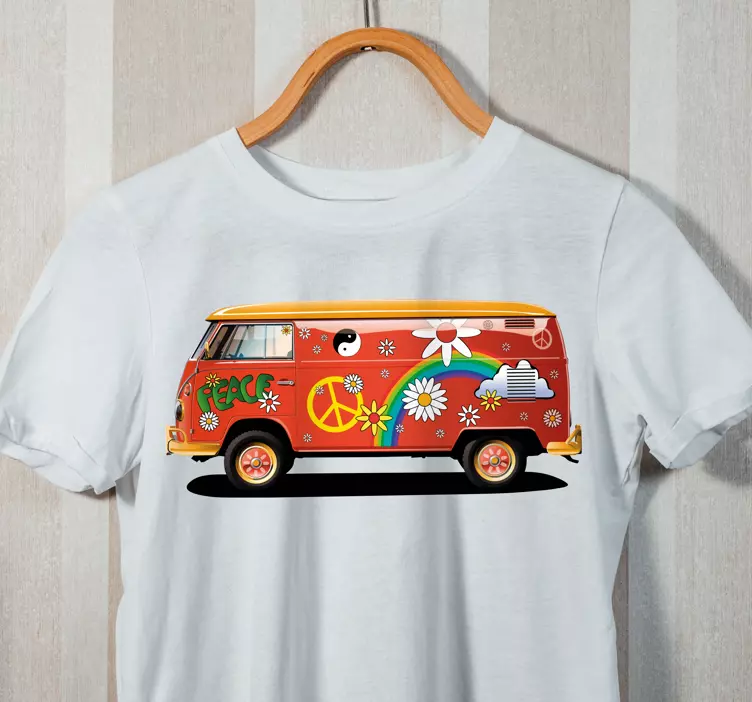 Camiseta personalizada retro hippie van - TenVinilo