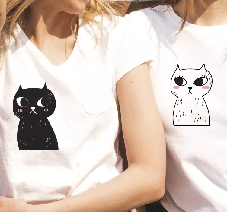 Camisetas parejas gatos a juego - TenVinilo