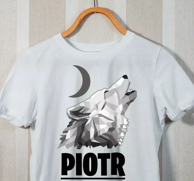 Camisetas con nombre Animales geométricos lobo gris - TenVinilo