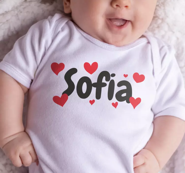 Camisetas personalizable nombre con corazones - TenVinilo
