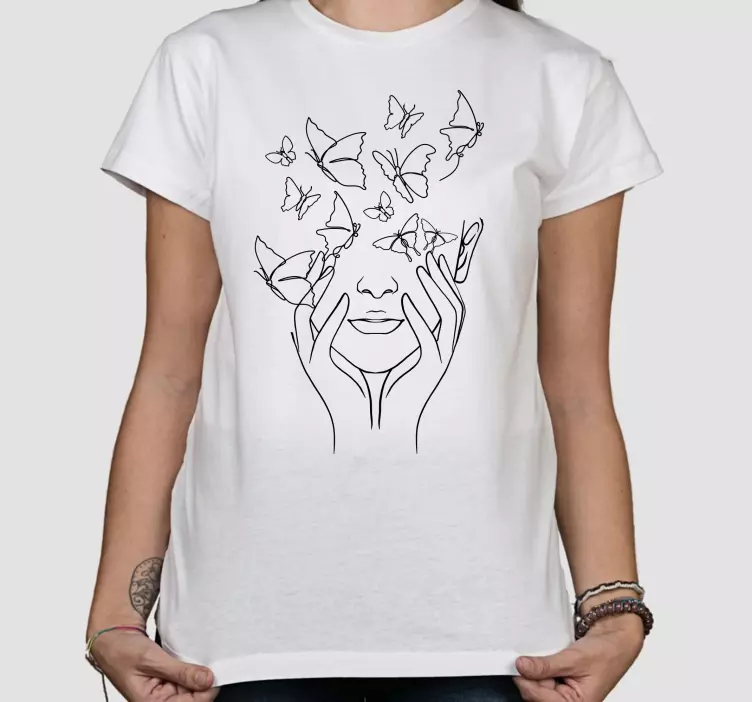 Dibujo lineal cara de mariposa camiseta personalizada - TenVinilo