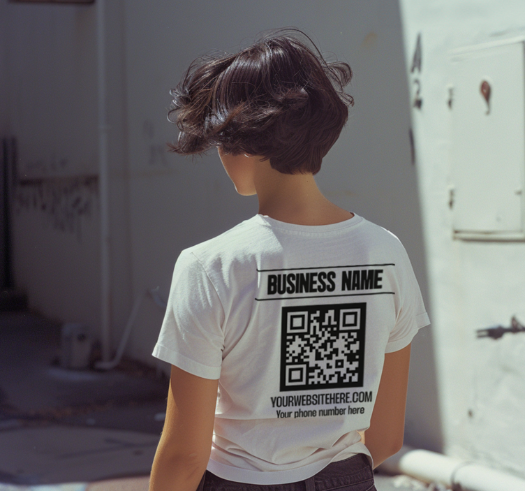 Remera nombre comercial y código qr - TenVinilo