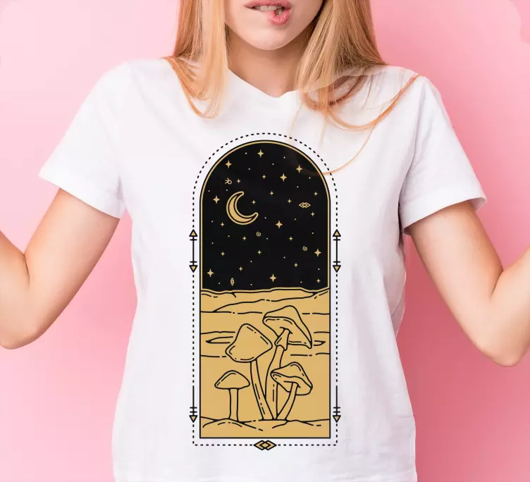 Hongo en el diseño del paisaje camiseta personalizada - TenVinilo