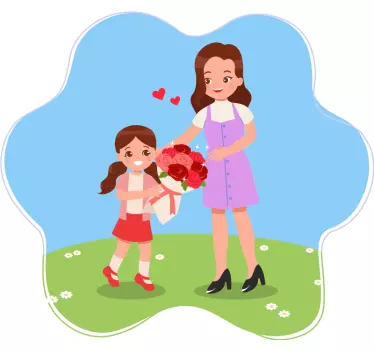 Camiseta para madres Niña ofreciendo una rosa a su mamá - TenVinilo