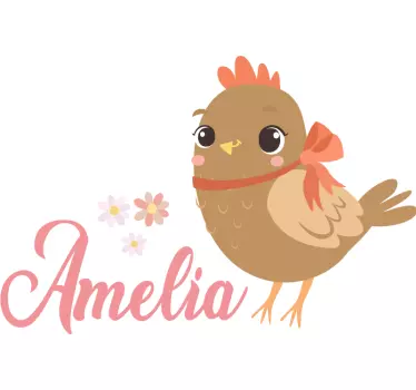 Camiseta bebé pollito marrón con nombre - TenVinilo