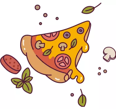 Camisetas para padres e hijos Pizza y pedazo en cartoon - TenVinilo