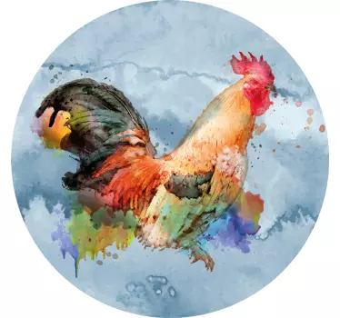 Remera arte del gallo colorido - TenVinilo