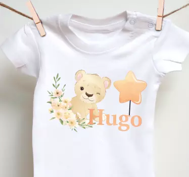 Body bebé Lindo león para niño con nombre - TenVinilo