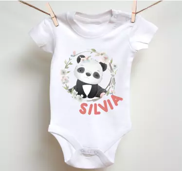 Body bebé Lindos animales panda con nombre - TenVinilo