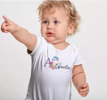 Body bebé Lindos animales unicornio con nombre - TenVinilo