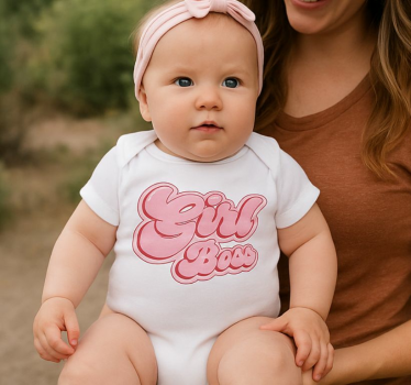 Body feminista diseño jefa chica letras burbuja rosa - TenVinilo
