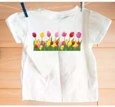 Camiseta bebé arreglo floral colorido - TenVinilo