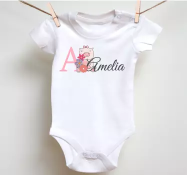 Camiseta bebé conjunto personalizado cerdito lindo - TenVinilo