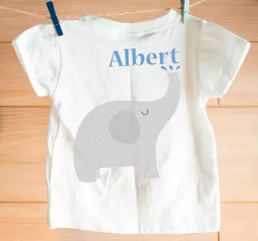 Camiseta bebé elefante con nombre - TenVinilo