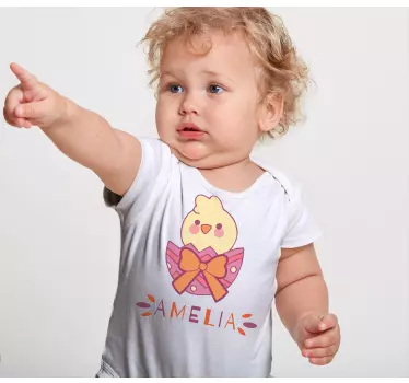 Camiseta bebé linda pollita con moño - TenVinilo