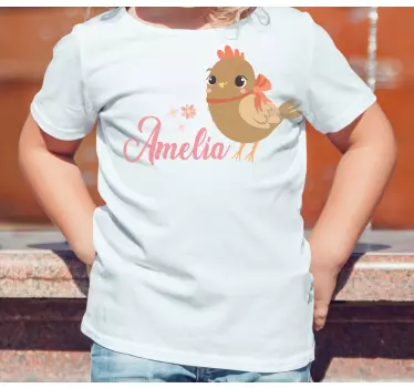 Camiseta bebé pollito marrón con nombre - TenVinilo