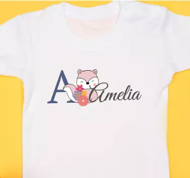 Camiseta bebé zorro floral inicial - TenVinilo