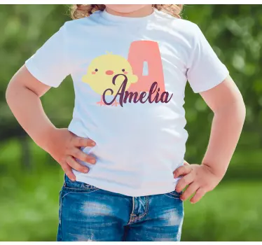 Camiseta niño pollito lindo y nombre - TenVinilo