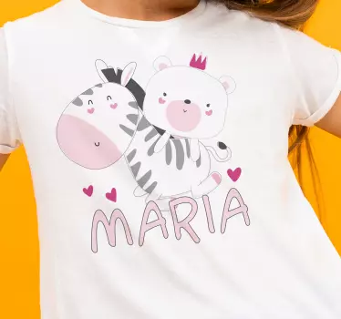 Camiseta niños Bebé cebra y nombre de oso - TenVinilo