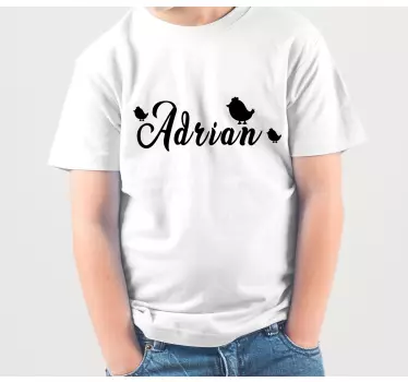Camiseta niños Nombre con pajaritos - TenVinilo