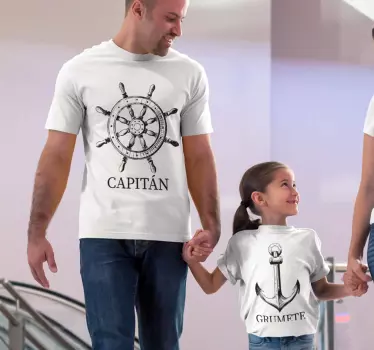 Camisetas para padres e hijos capitán y grumete - TenVinilo