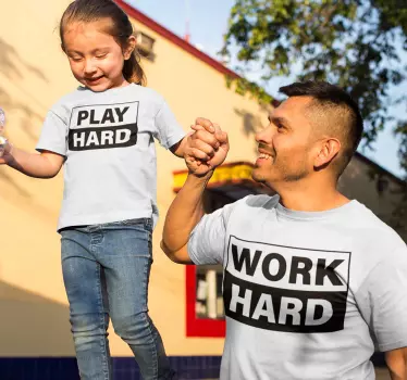 Camisetas para padres e hijos work hard play hard - TenVinilo