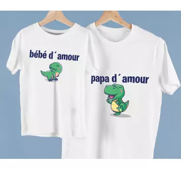 Camisetas padre e hijo amor de dino adorable - TenVinilo