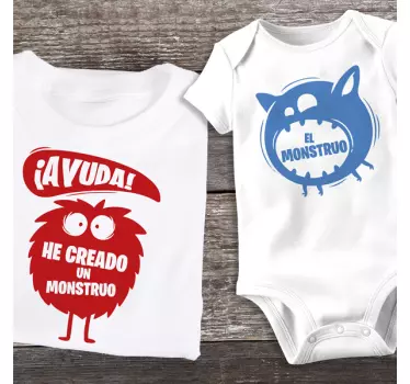 Camisetas para padres e hijos Ayuda, he creado un monstruo - TenVinilo
