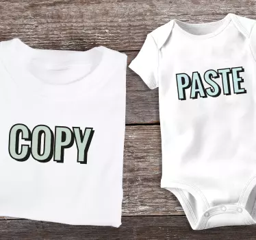 Camisetas para padres e hijos Copia y pega verde - TenVinilo