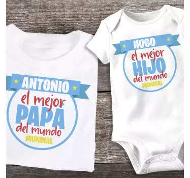 Camisetas para padres e hijos Mejor padre e hijo con nombre - TenVinilo