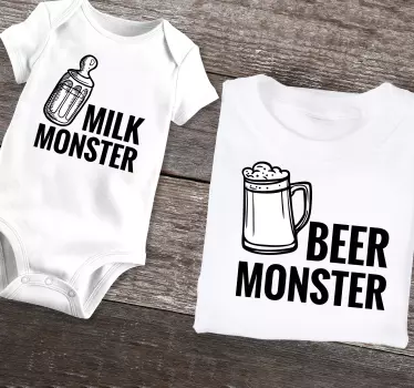 Camisetas para padres e hijos Monstruo de cerveza y leche - TenVinilo