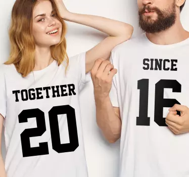 Camisetas para parejas Camiseta parejas con fecha - TenVinilo