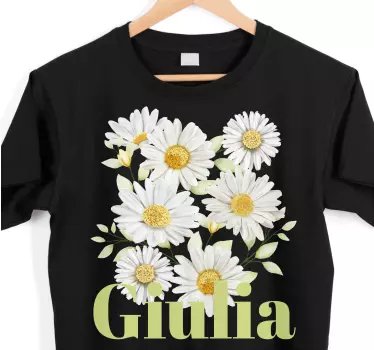 Margaritas realistas en camiseta con estampado de rayas - TenVinilo