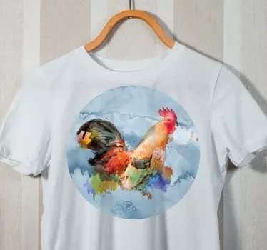 Remera arte del gallo colorido - TenVinilo