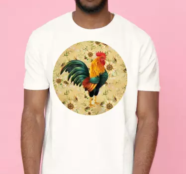 Remera exhibición de gallo colorido - TenVinilo