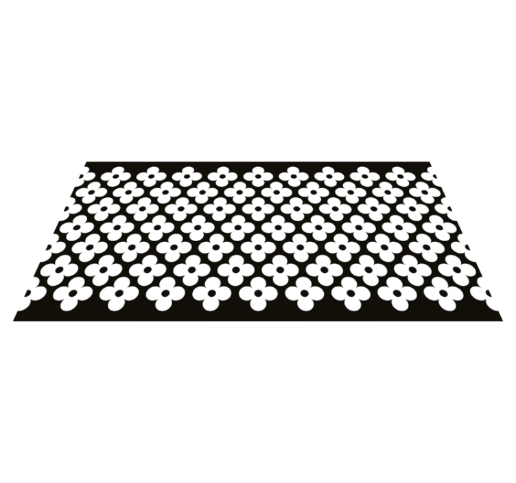 Alfombra vinílica negra formas de flores simples - TenVinilo