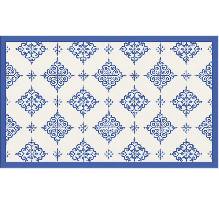 Aflombra vinilica azul azulejos marroquíes beige - TenVinilo