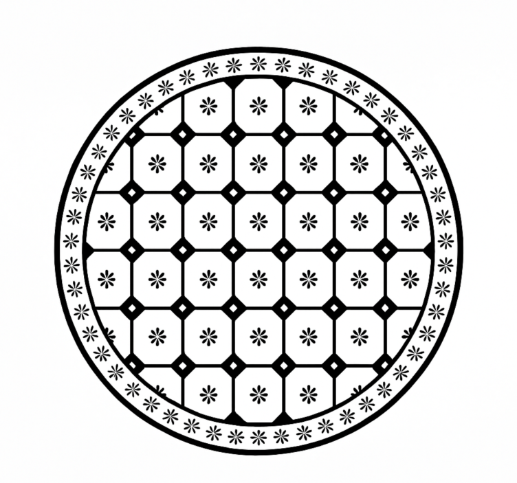 Alfombra vinilo comedor patrón de mosaico en blanco y negro - TenVinilo