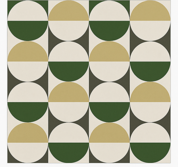 Alfombra vinilo comedor patrón circular de mediados de siglo - TenVinilo