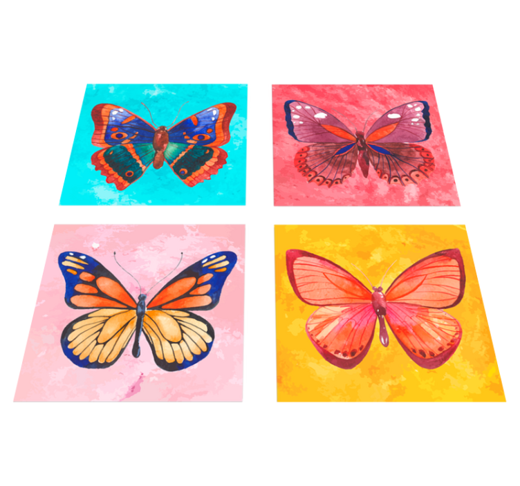Aflombra vinílica animales azulejos mariposas multicolores - TenVinilo