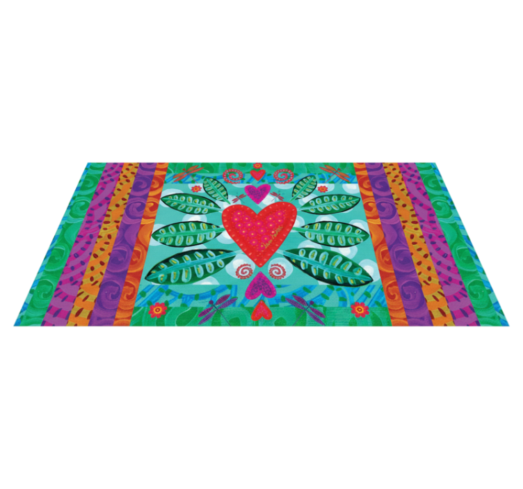 Alfombra vinílica salón corazón rojo colorido - TenVinilo